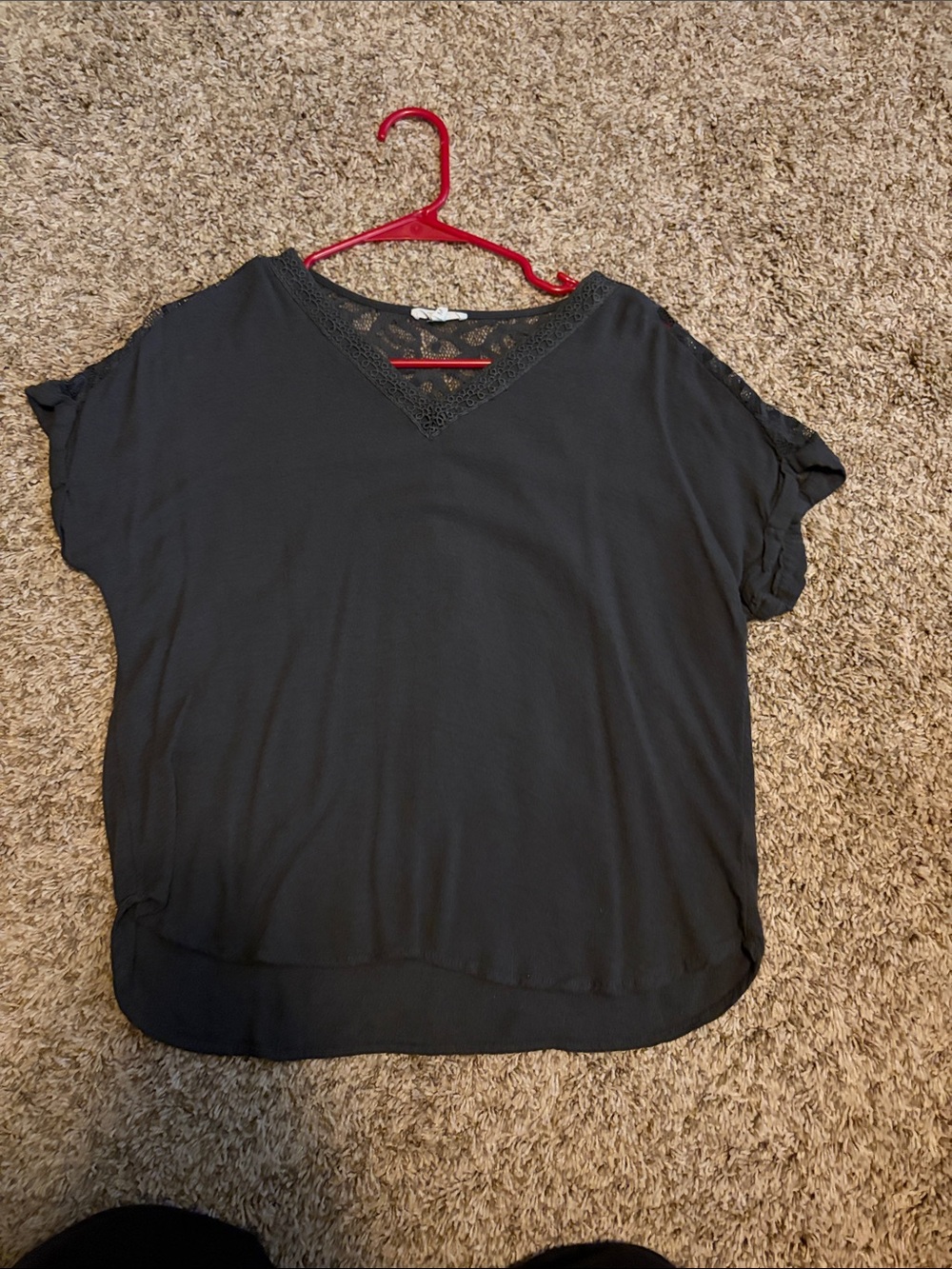 Maurices Black V-Neck Lace Accent Blouse